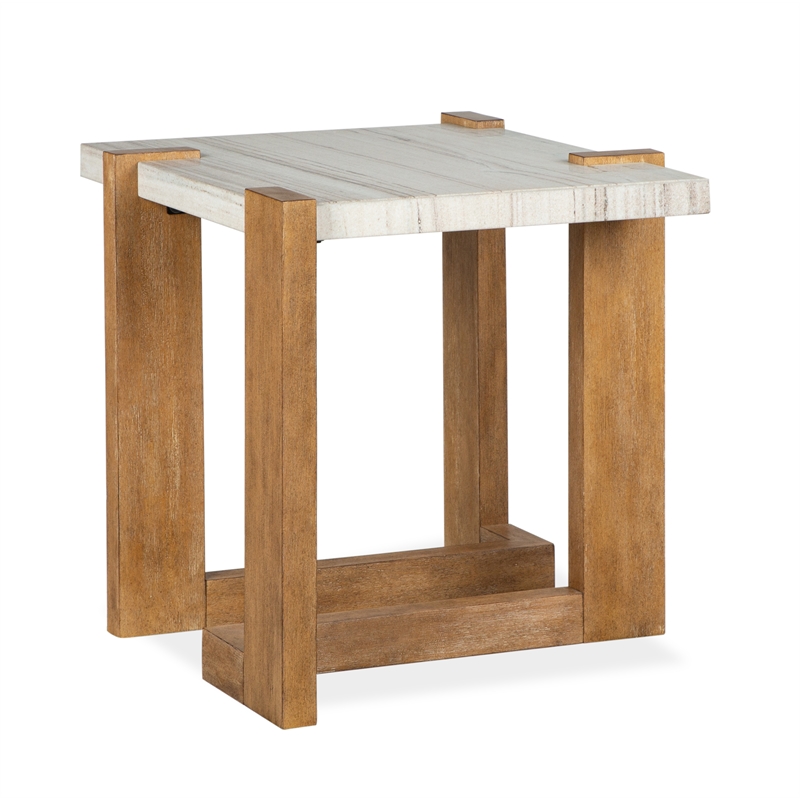 Bowery Hill Contemporary Honey Wheat Wood Rectangular End Table