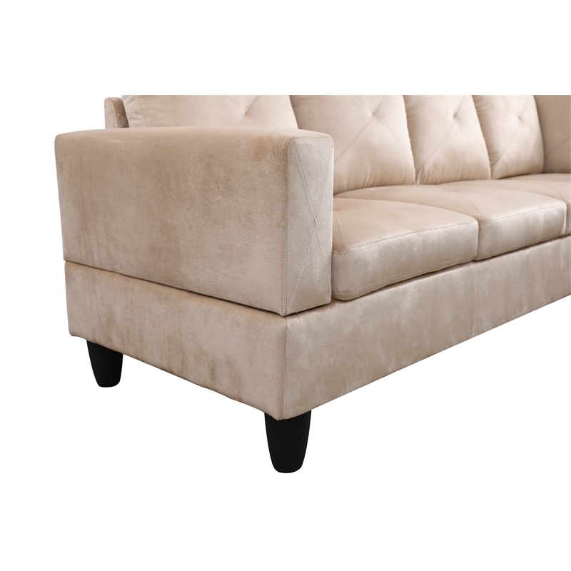 Bowery Hill L-shaped Beige Microfiber Couch with Ottoman (Pillows Included)