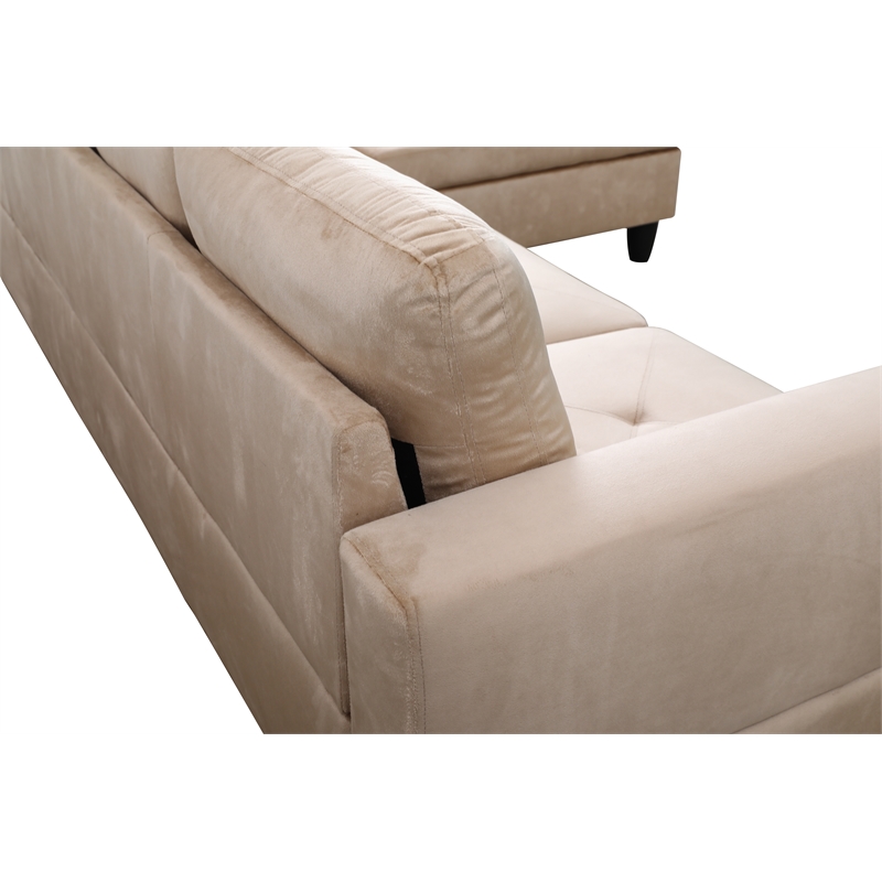Bowery Hill L-shaped Beige Microfiber Couch with Ottoman (Pillows Included)