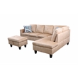 Bowery Hill L-shaped Beige Microfiber Couch with Ottoman (Pillows Included)