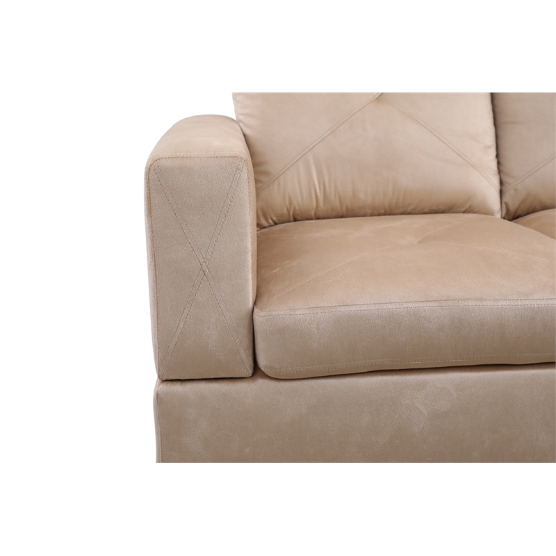 Bowery Hill L-shaped Beige Microfiber Couch with Ottoman (Pillows Included)