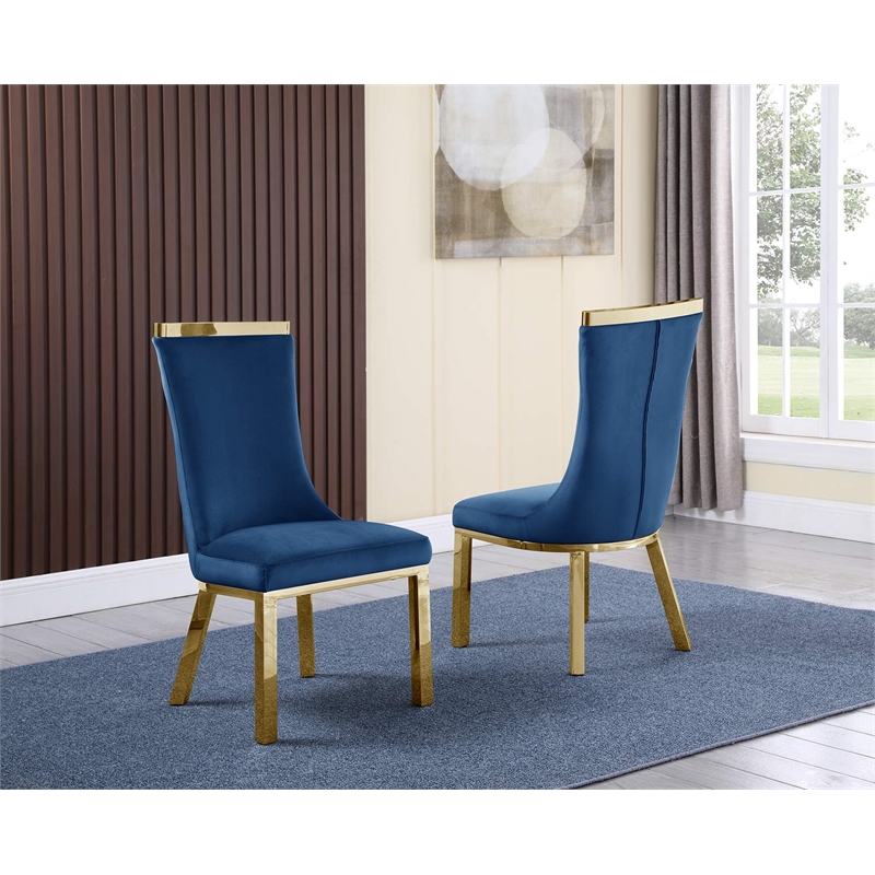 Bowery Hill Clear Glass 9pc Dining Set with Gold Stainless Steel and 8 Chairs