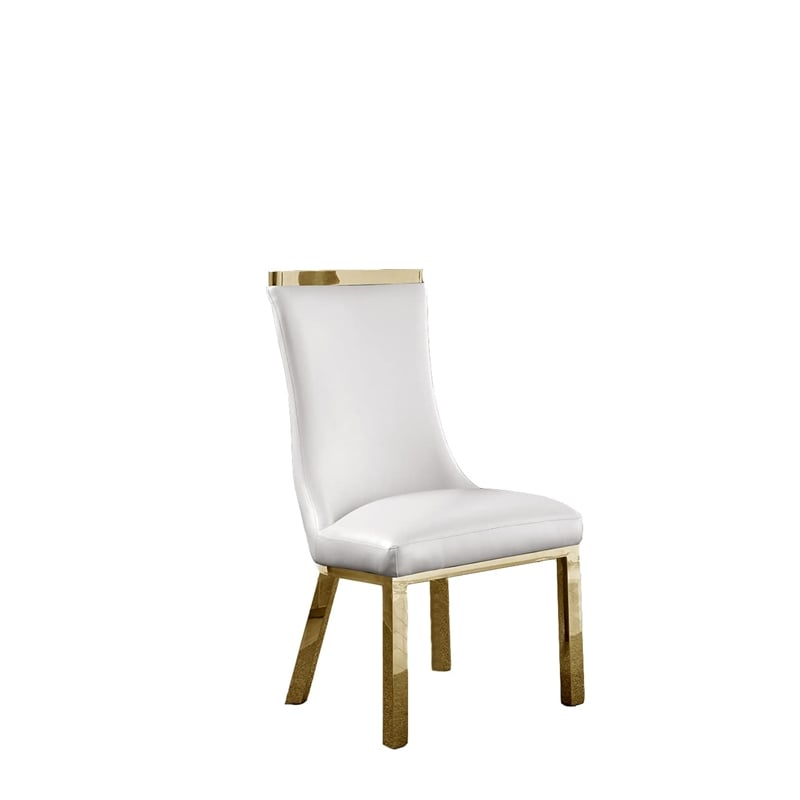 Bowery Hill Clear Glass 9pc Dining Set with Gold Stainless Steel and 8 Chairs