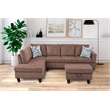 Bowery Hill L-shaped Brown Microfiber Couch with Ottoman (Pillows Included)