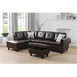 Bowery Hill L-shaped Brown Microfiber Couch with Ottoman (Pillows Included)