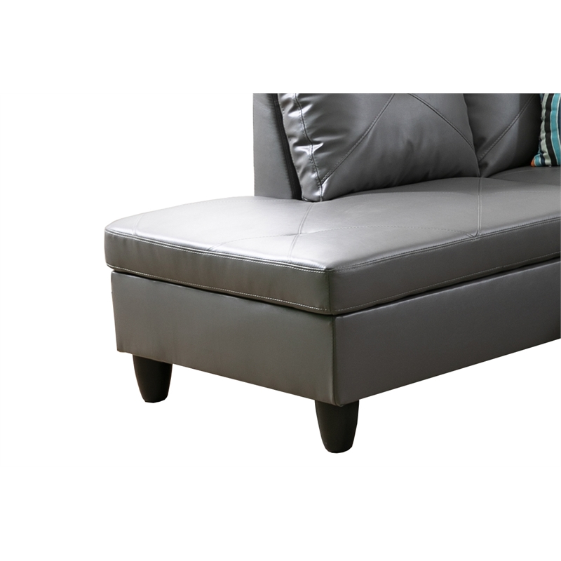 Bowery Hill L-shaped Gray Microfiber Couch with Ottoman (Pillows Included)
