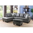 Bowery Hill L-shaped Gray Microfiber Couch with Ottoman (Pillows Included)