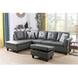 Bowery Hill L-shaped Gray Microfiber Couch with Ottoman (Pillows Included)