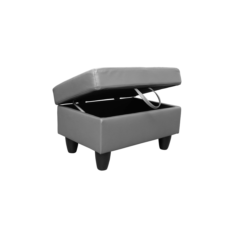 Bowery Hill L-shaped Gray Microfiber Couch with Ottoman (Pillows Included)