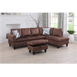 Bowery Hill L-shaped Brown Microfiber Couch with Ottoman (Pillows Included)