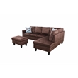 Bowery Hill L-shaped Brown Microfiber Couch with Ottoman (Pillows Included)