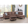 Bowery Hill L-shaped Brown Microfiber Couch with Ottoman (Pillows Included)