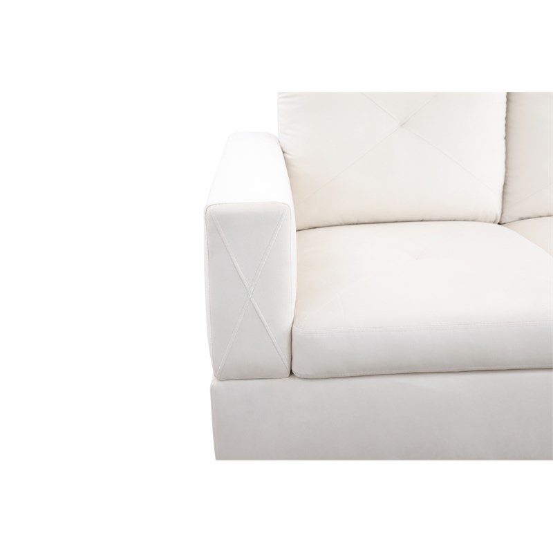 Bowery Hill L-shaped White Microfiber Couch with Ottoman (Pillows Included)