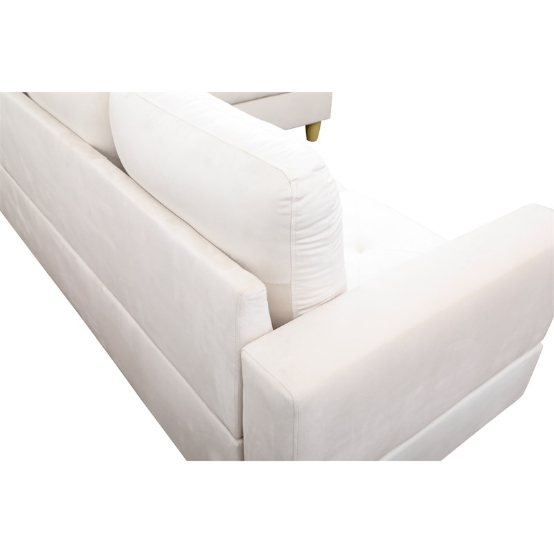 Bowery Hill L-shaped White Microfiber Couch with Ottoman (Pillows Included)
