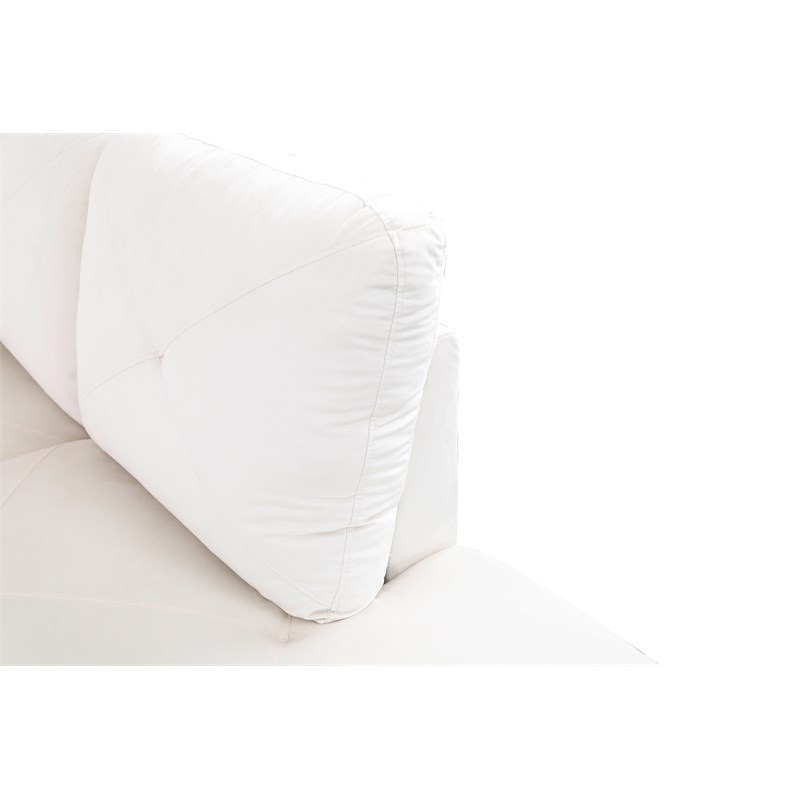Bowery Hill L-shaped White Microfiber Couch with Ottoman (Pillows Included)