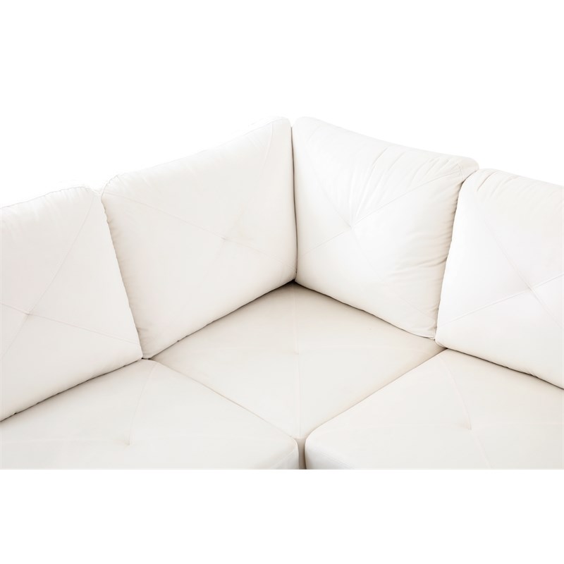 Bowery Hill L-shaped White Microfiber Couch with Ottoman (Pillows Included)