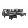 Bowery Hill L-shaped Gray Microfiber Couch with Ottoman (Pillows Included)