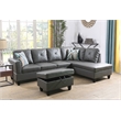 Bowery Hill L-shaped Gray Microfiber Couch with Ottoman (Pillows Included)