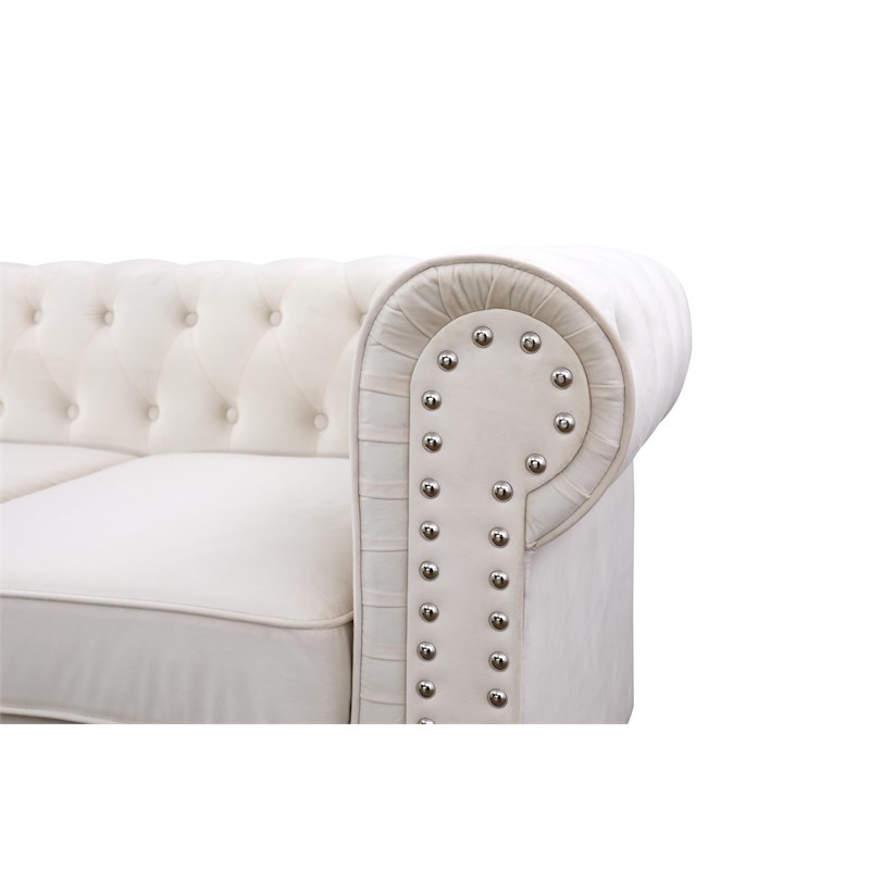 Bowery Hill 2-piece Microfiber Living Room Sofa Set In White