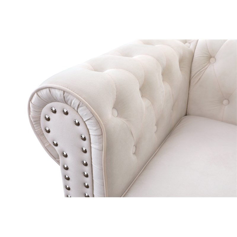 Bowery Hill 2-piece Microfiber Living Room Sofa Set In White