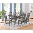 Bowery Hill Rustic Gray Wood 7-piece Dining Set with Linen Upholstered Chairs
