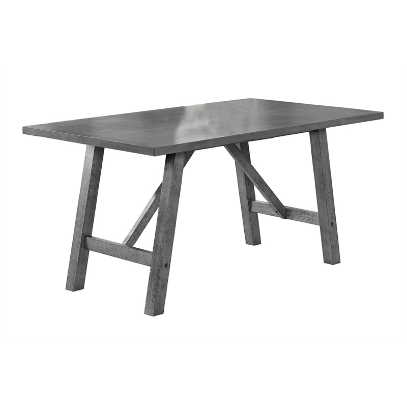 Bowery Hill Rustic Gray Wood 7-piece Dining Set with Linen Upholstered Chairs