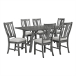 Bowery Hill Rustic Gray Wood 7-piece Dining Set with Linen Upholstered Chairs
