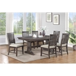 Bowery Hill Rustic Brown Wood 7pc Dining Set with Beige Chairs