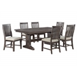 Bowery Hill Rustic Brown Wood 7pc Dining Set with Beige Chairs