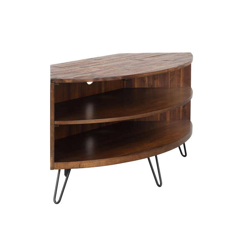 Bowery Hill Acacia Wood Corner Media Stand for TVs up to 41