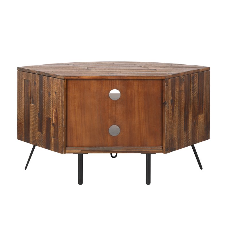 Bowery Hill Acacia Wood Corner Media Stand for TVs up to 41