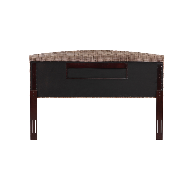 Bowery Hill Coastal Rattan/Wood King Headboard in Gray Finish