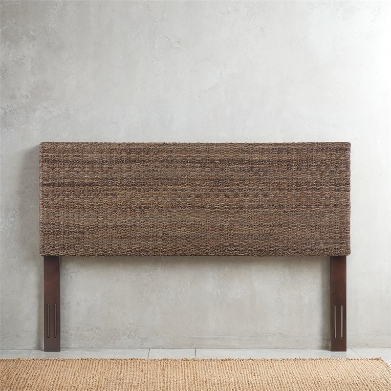 Bowery Hill Contemporary King Banana Leaf Panel Headboard in Natural