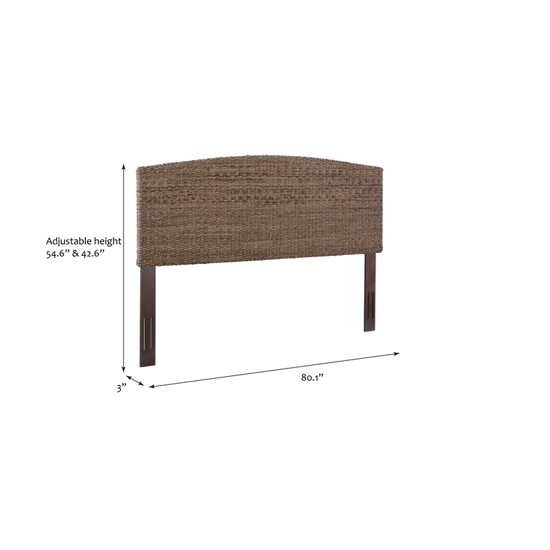 Bowery Hill Contemporary King Banana Leaf Panel Headboard in Natural
