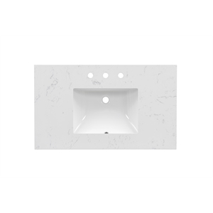 Bowery Hill Contemporary 37'' Engineered Stone Top  Bathroom Vanity in White