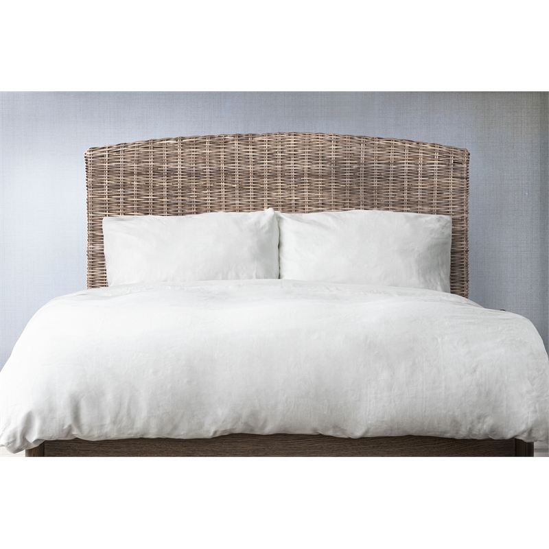 Bowery Hill Contemporary Handwoven Rattan Queen Headboard in Gray