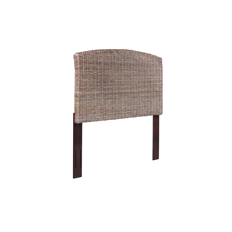 Bowery Hill Contemporary Handwoven Rattan Queen Headboard in Gray