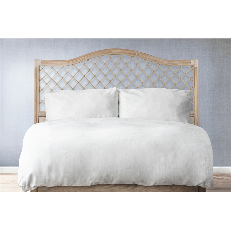 Bowery Hill Contemporary Handwoven Rattan Headboard in Natural