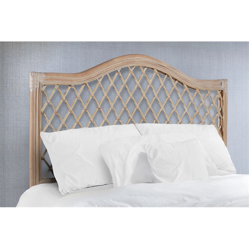 Bowery Hill Contemporary Handwoven Rattan Headboard in Natural