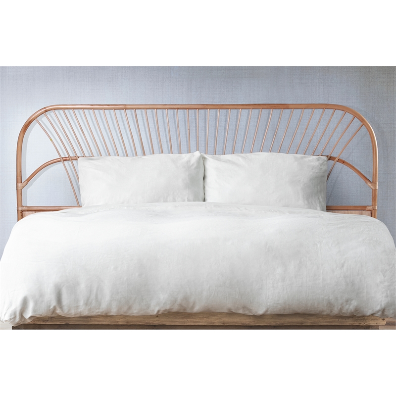 Bowery Hill Contemporary Handwoven Rattan Headboard in Natural