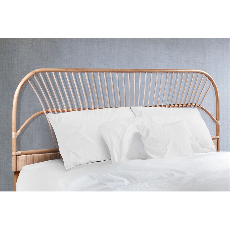 Bowery Hill Contemporary Handwoven Rattan Headboard in Natural