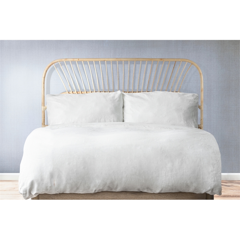 Bowery Hill Contemporary Handwoven Rattan Headboard in Natural