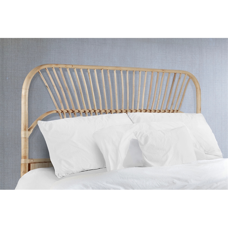 Bowery Hill Contemporary Handwoven Rattan Headboard in Natural