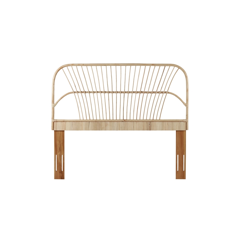Bowery Hill Contemporary Handwoven Rattan Headboard in Natural