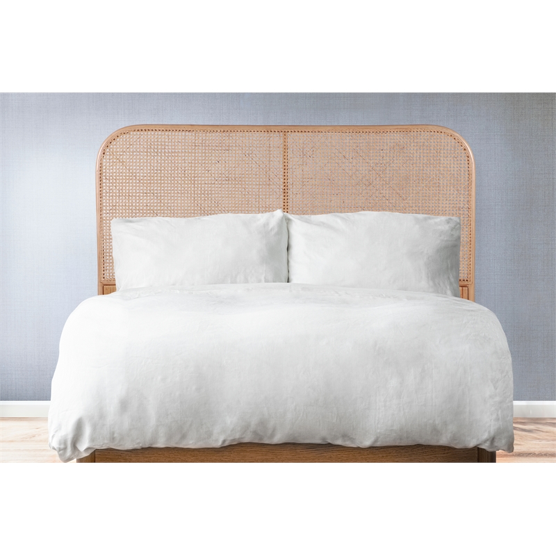 Bowery Hill Contemporary Cane and Teak Rattan Headboard in Natural