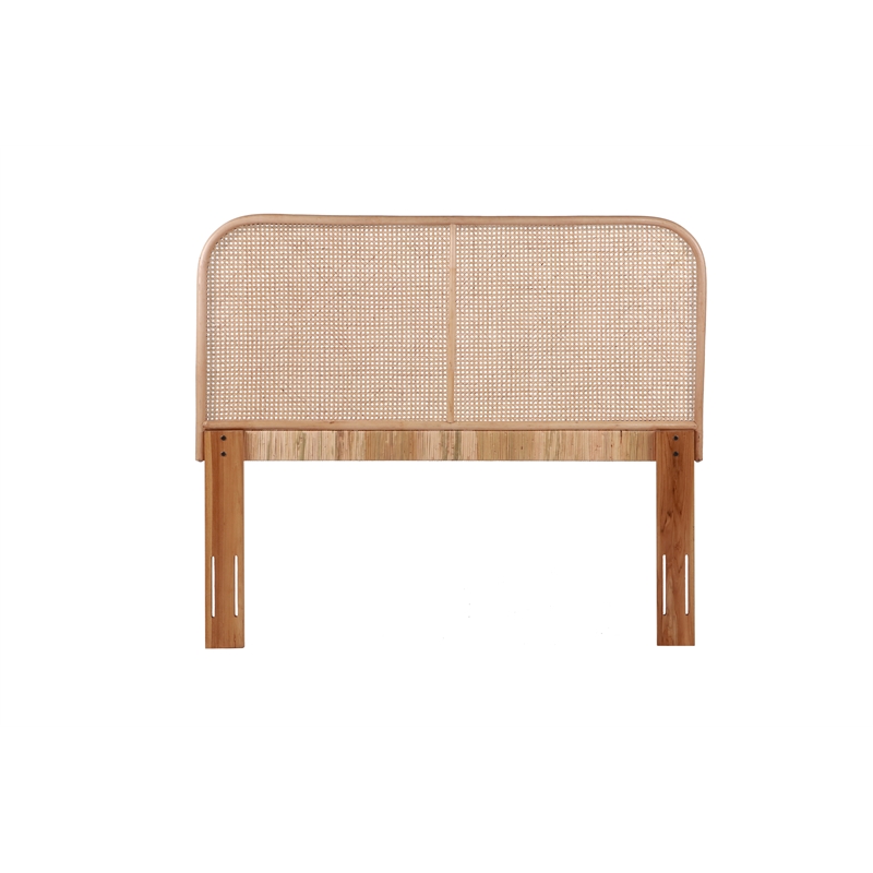 Bowery Hill Contemporary Cane and Teak Rattan Headboard in Natural