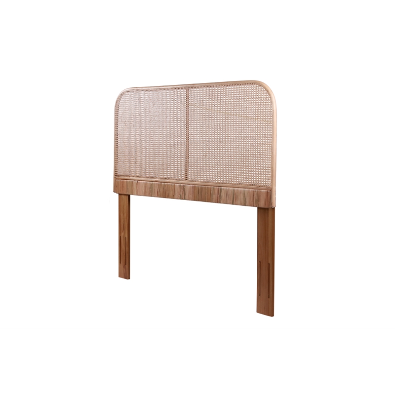 Bowery Hill Contemporary Cane and Teak Rattan Headboard in Natural