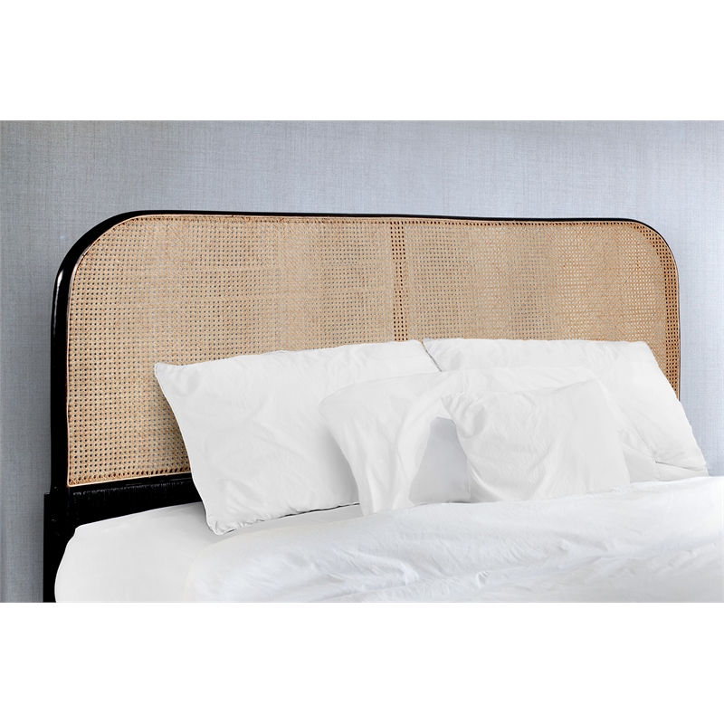 Bowery Hill Contemporary Cane and Teak Rattan Headboard in Natural