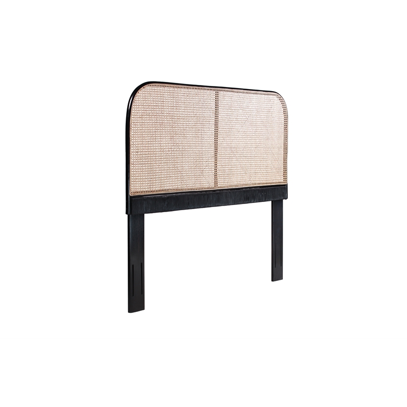 Bowery Hill Contemporary Cane and Teak Rattan Headboard in Natural