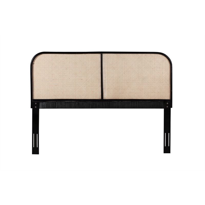 Bowery Hill Contemporary Cane and Teak Rattan Headboard in Natural